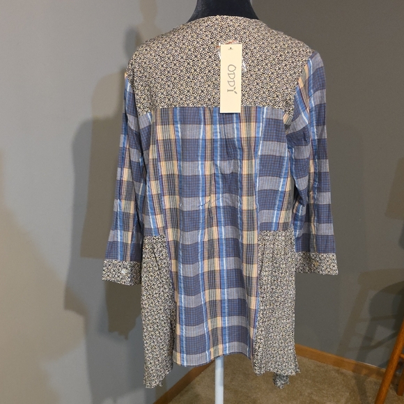 ODDY Blue and Yellow Plaid Tunic Sz Med‎ - Picture 2 of 5